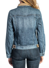 Denim & Taupe Suede Jacket (Indigo Stone) Navy Stitch