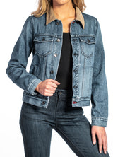 Denim & Taupe Suede Jacket (Indigo Stone) Navy Stitch