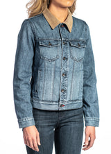 Denim & Taupe Suede Jacket (Indigo Stone) Navy Stitch