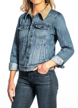 Denim & Taupe Suede Jacket (Indigo Stone) Navy Stitch