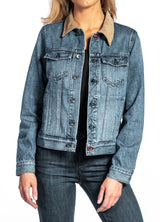 Denim & Taupe Suede Jacket (Indigo Stone) Navy Stitch