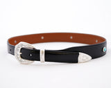 Italian Calf Tapered Concho Belt : Black
