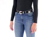 Italian Calf Tapered Concho Belt : Black