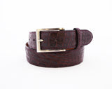 Caiman Crocodile Flank Belt : Burgundy