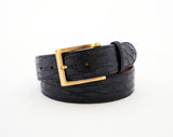 Caiman Crocodile Flank Belt : Black