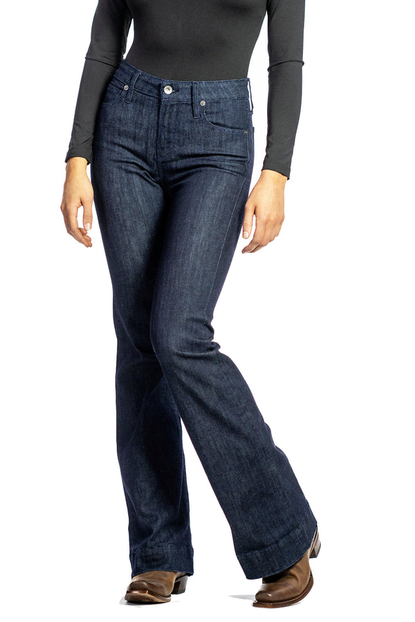 BELLA : Trouser Flare (Midnight) Navy Stitch