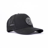 White Circle Patch Snapback Cap (Black)