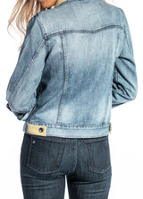 Denim & Cream Suede Jacket (Vintage Distressed) Navy Stitch