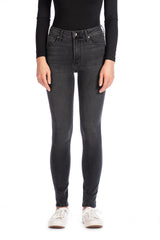 WHITNEY : High-Rise Skinny (Charcoal) Black Stitch