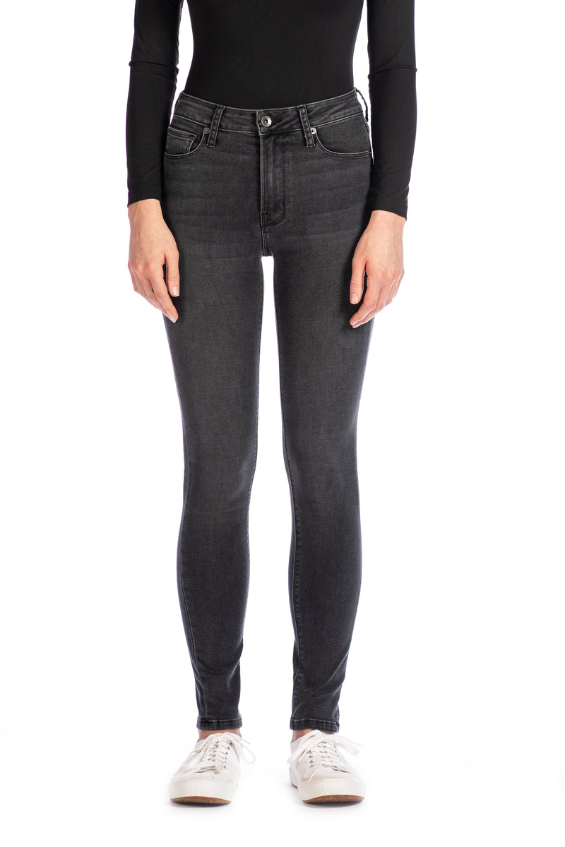 WHITNEY : High-Rise Skinny (Charcoal) Black Stitch