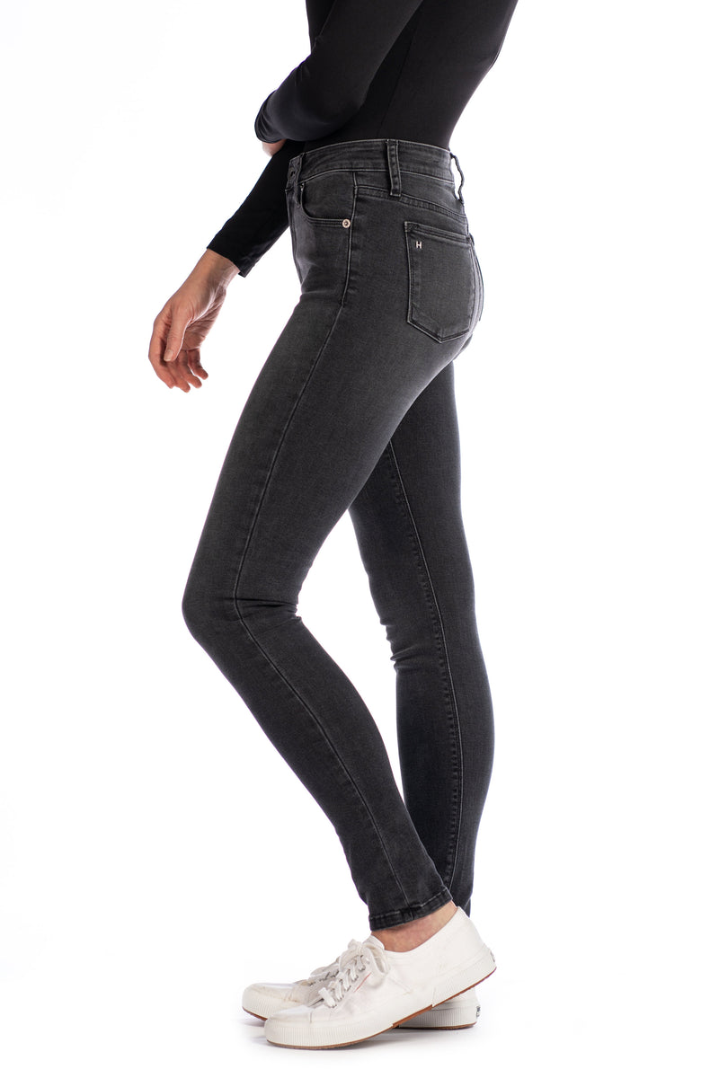 WHITNEY : High-Rise Skinny (Charcoal) Black Stitch
