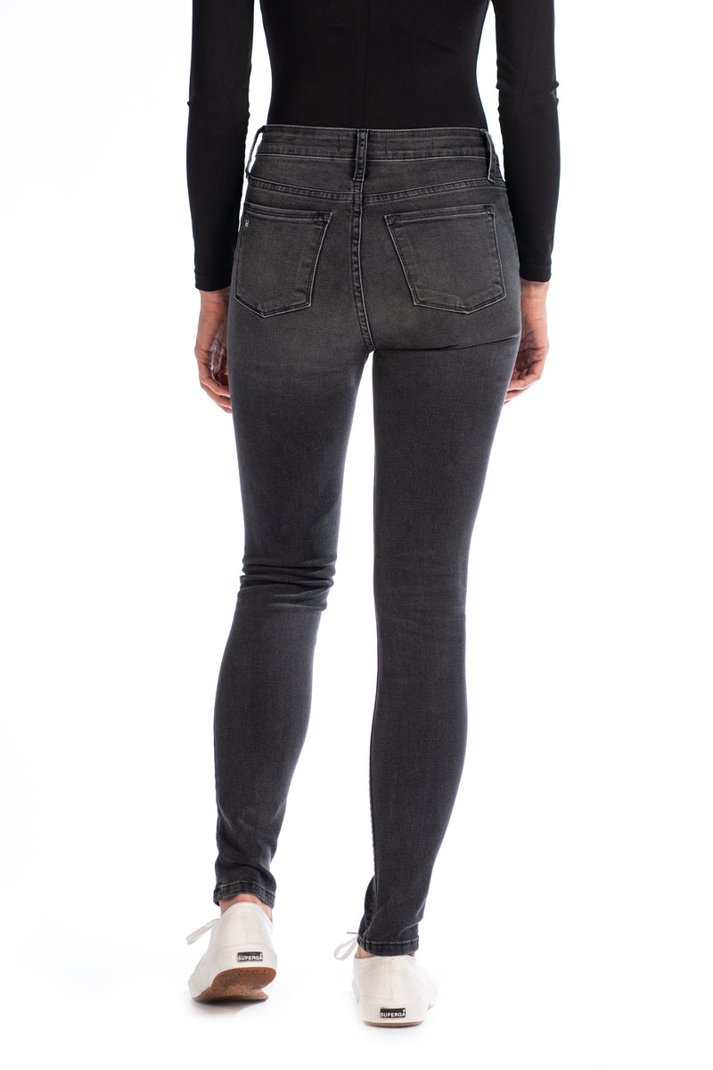 WHITNEY : High-Rise Skinny (Charcoal) Black Stitch