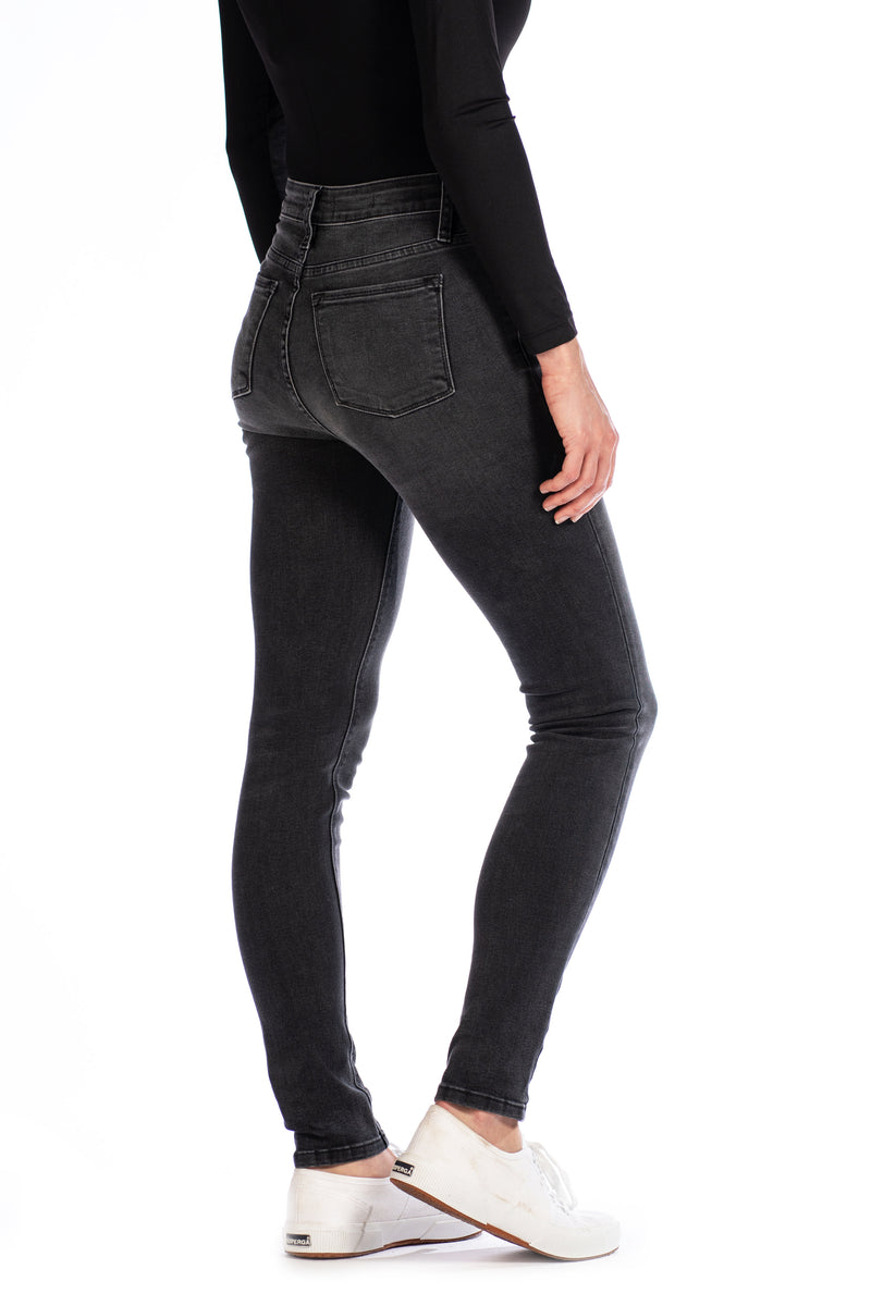 WHITNEY : High-Rise Skinny (Charcoal) Black Stitch