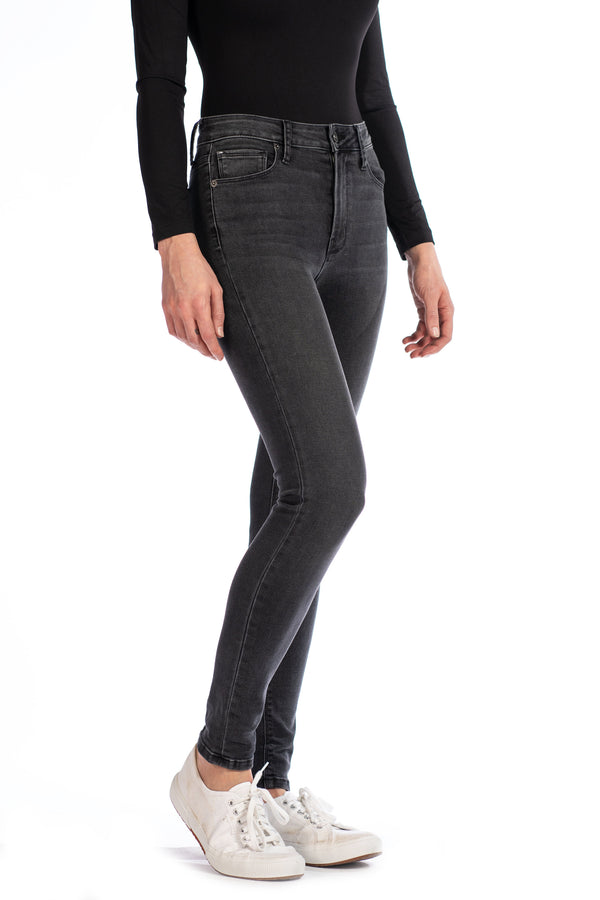 WHITNEY : High-Rise Skinny (Charcoal) Black Stitch