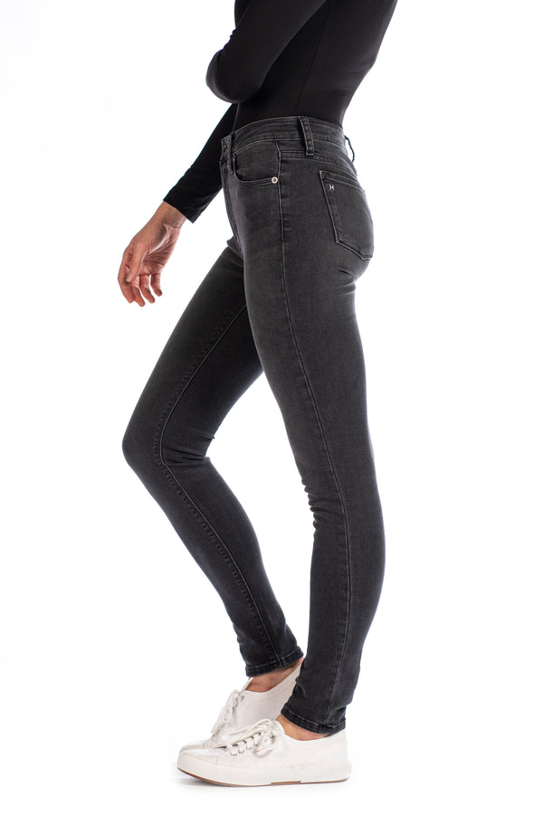 WHITNEY : High-Rise Skinny (Charcoal) Black Stitch