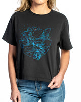 Boxy T-shirt : Teal Crow