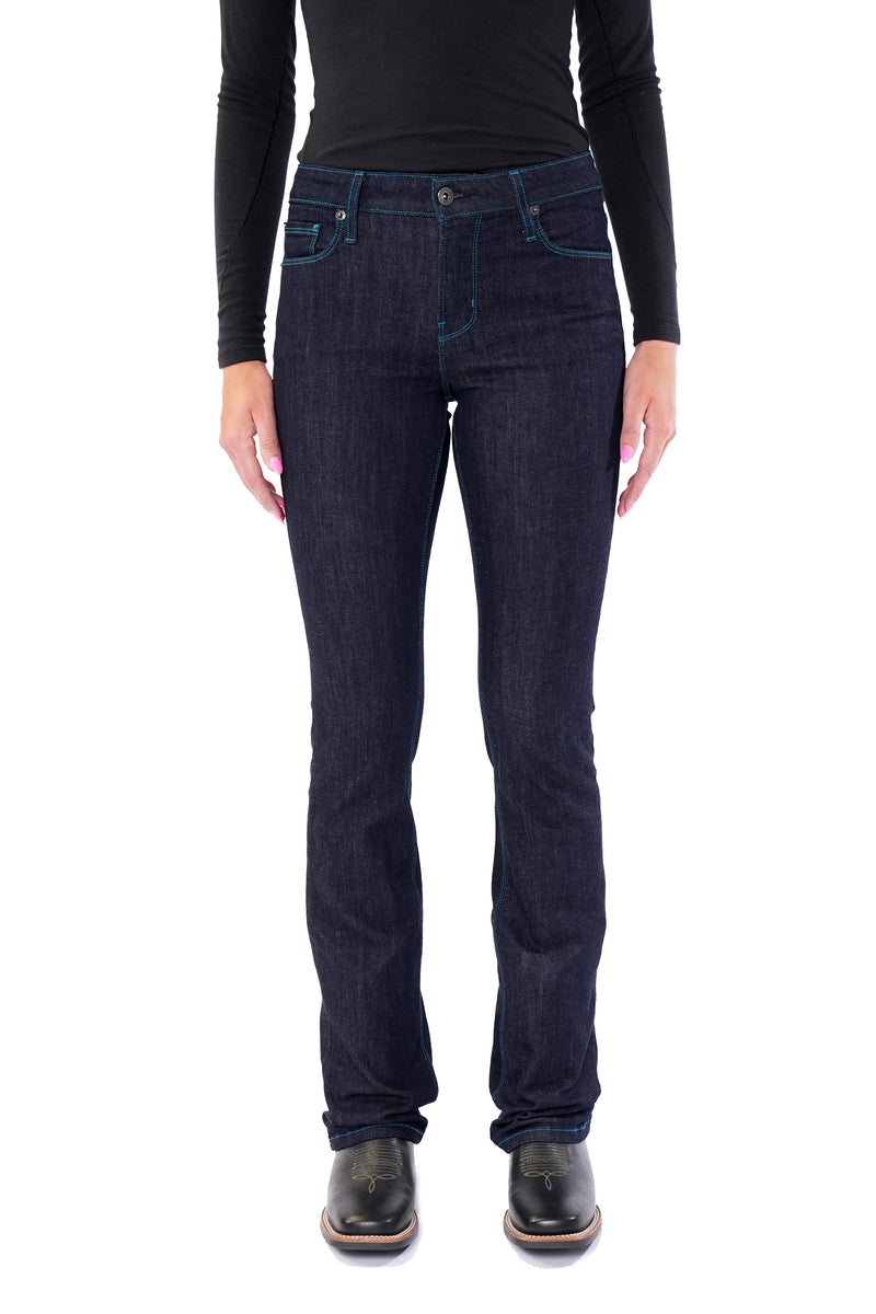WESTERLY : Straight Leg (Midnight) Teal Stitch – HAALA Denim
