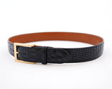 Caiman Crocodile Flank Belt : Black