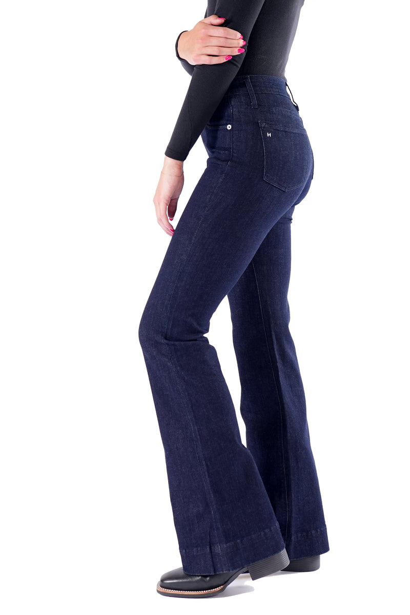 BELLA : Trouser Flare (Midnight) Navy Stitch – HAALA Denim