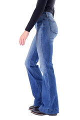 BELLA : Trouser Flare (Indigo Stone) Black Stitch