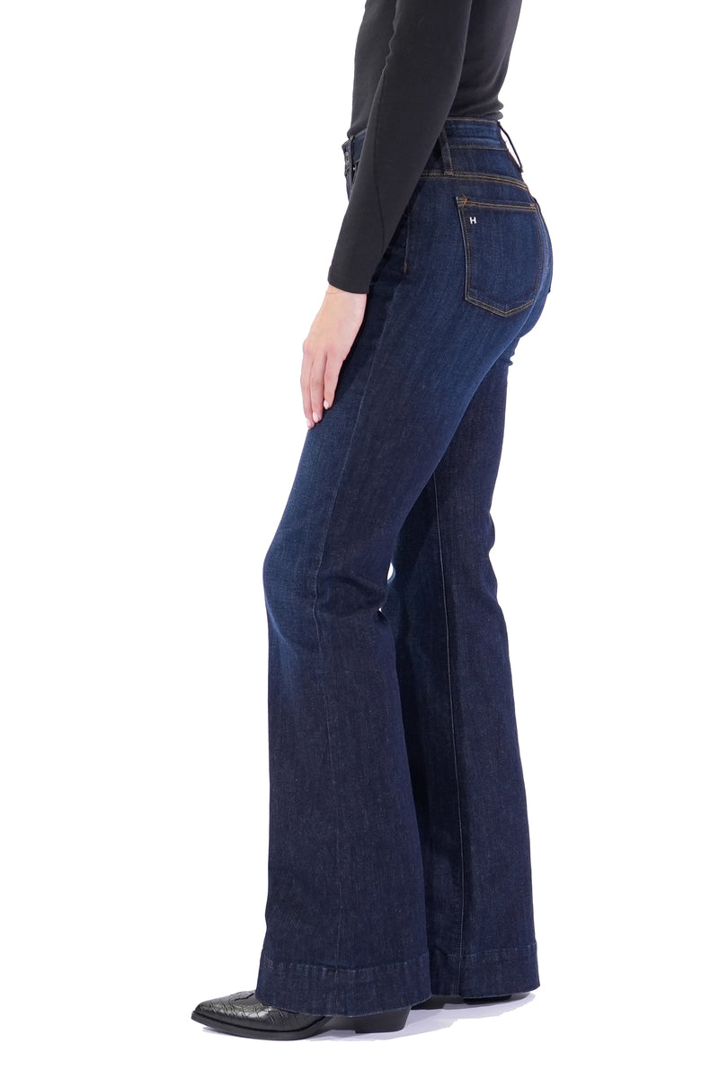 BELLA : Trouser Flare (Deep Ocean) Gold Combo – HAALA Denim