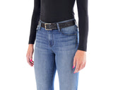 Caiman Crocodile Flank Belt : Black