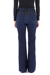 BELLA : Trouser Flare (Deep Ocean) Gold Combo