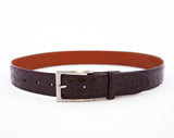 Caiman Crocodile Flank Belt : Burgundy