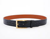 Caiman Crocodile Flank Belt : Black