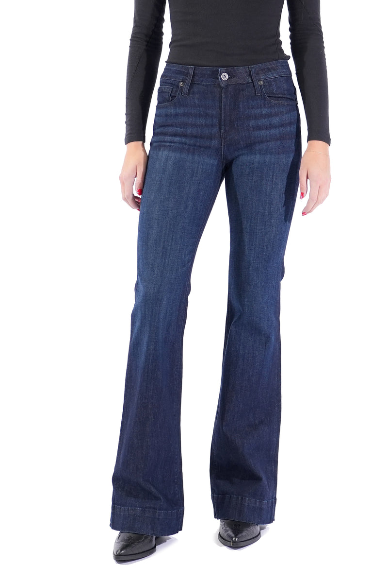 BELLA : Trouser Flare (Deep Ocean) Navy Stitch – HAALA Denim