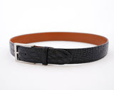 Caiman Crocodile Flank Belt : Black
