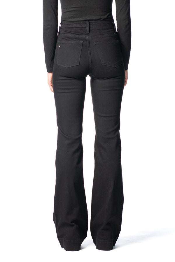 BELLA : Trouser Flare (Black) Black Stitch