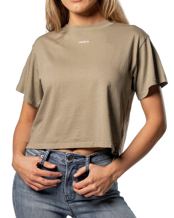 Crop Split T-shirt : Elephant Skin