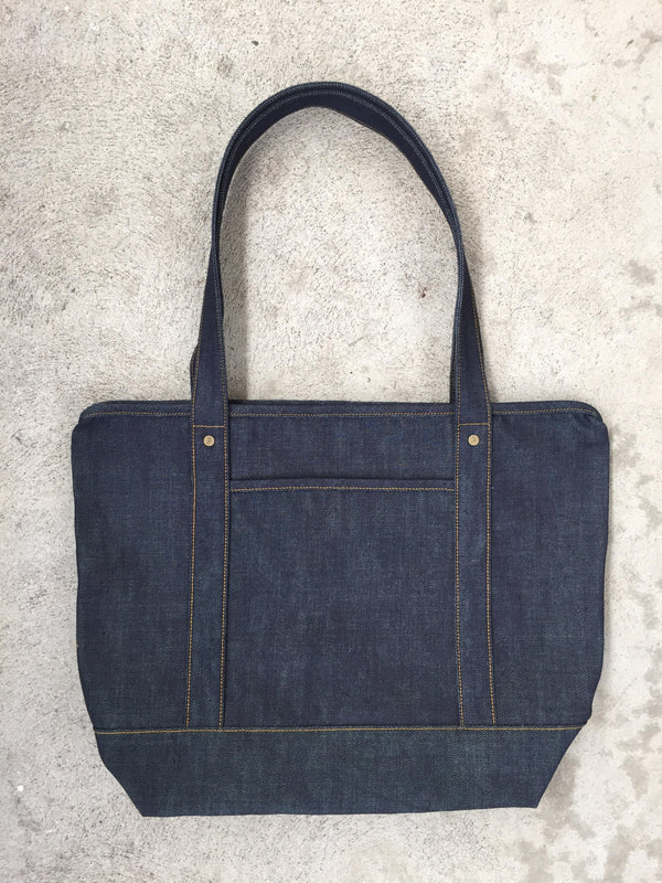 Zip Tote Bag (Raw Denim)