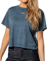 Crop Split T-shirt : Poseidon Blue Vintage Wash