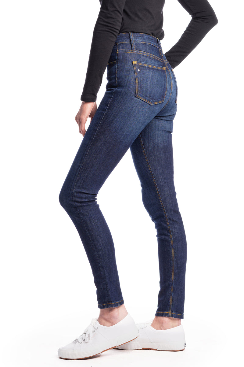 WHITNEY : High-Rise Skinny (Deep Ocean) Gold Stitch