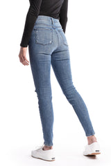 WHITNEY : High-Rise Skinny (Light Wash Distress) Navy Stitch