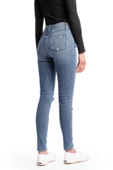 WHITNEY : High-Rise Skinny (Light Wash Distress) Navy Stitch