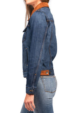 Denim & Brown Suede Jacket (Deep Ocean) Gold-Brown Stitch