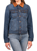 Denim & Brown Suede Jacket (Deep Ocean) Gold-Brown Stitch